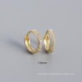 2021 INS 925 sterling silver round shape 3 line CZ diamond hoop earring with 18k gold plated for women